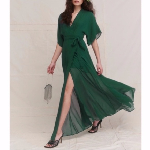NEW Reformation Winslow Dress Emerald XS - Picture 10 of 17